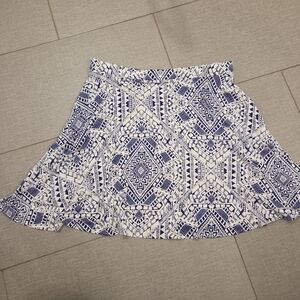 Cynthia Rowley Geometric Blue and White Flowy Midi Skirt
